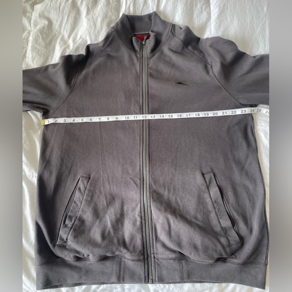 Tommy Bahama 100% cotton charcoal relaxed mid weight zip up jacket | L - Picture 8 of 10
